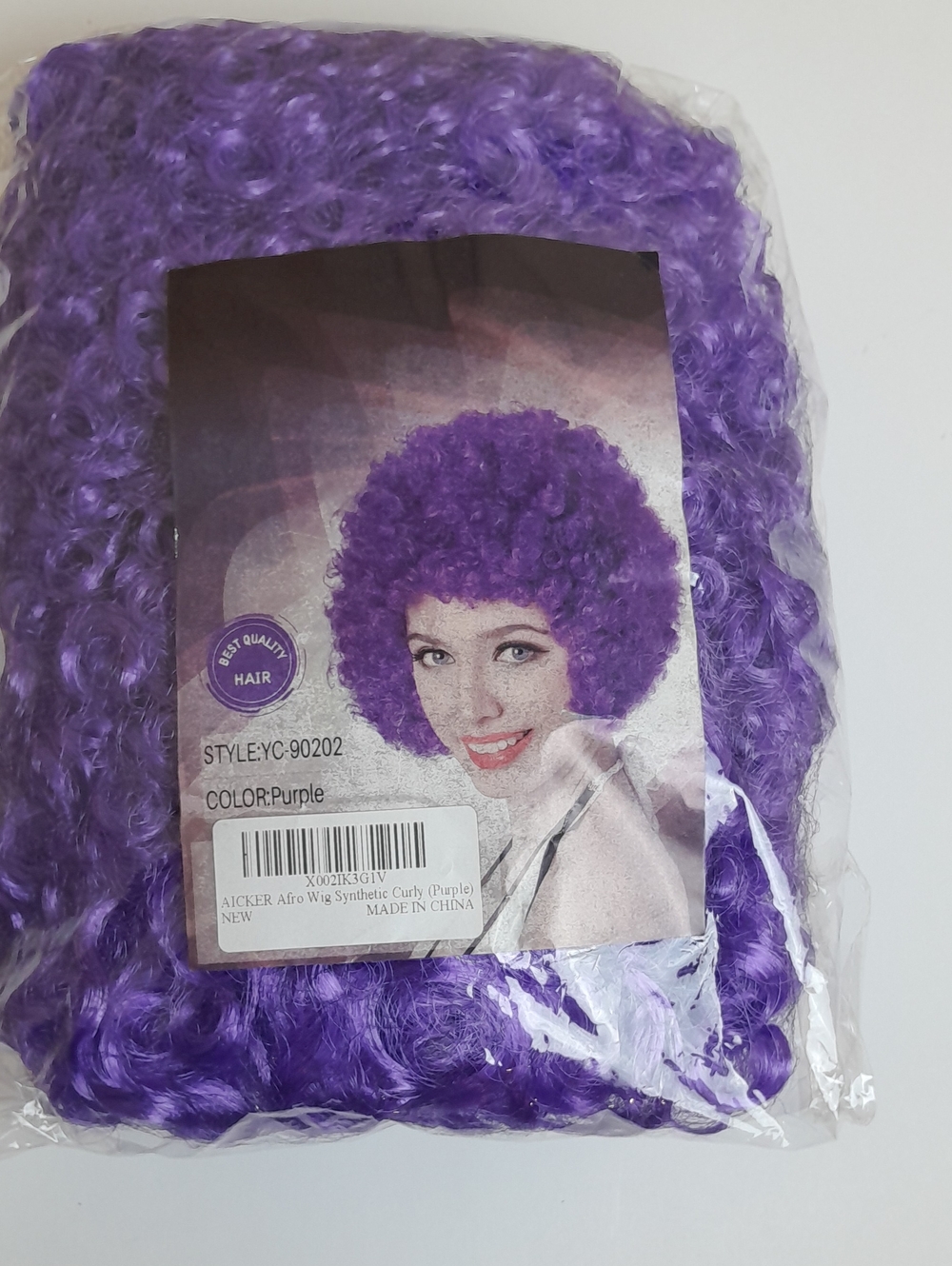 Purple Afro Curly Wig -